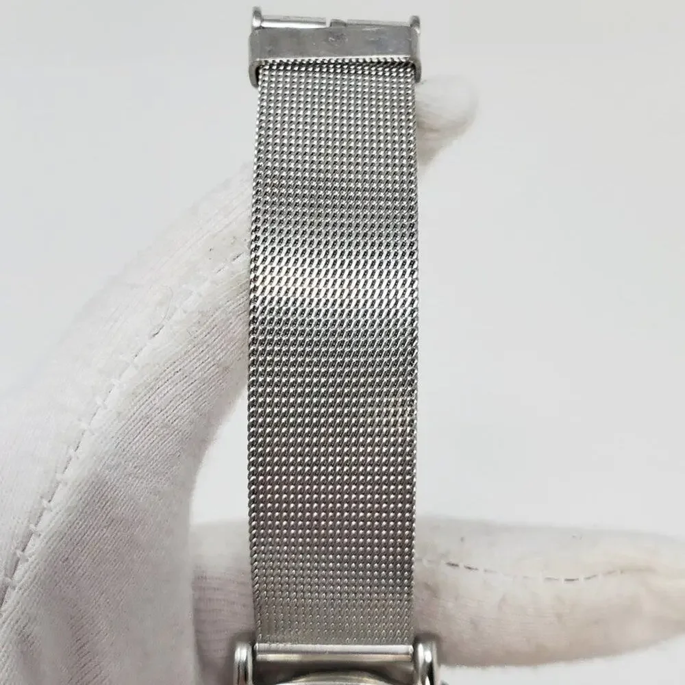 Disney Mickey Mouse Chain Mail Watch Mother of Pearl Face